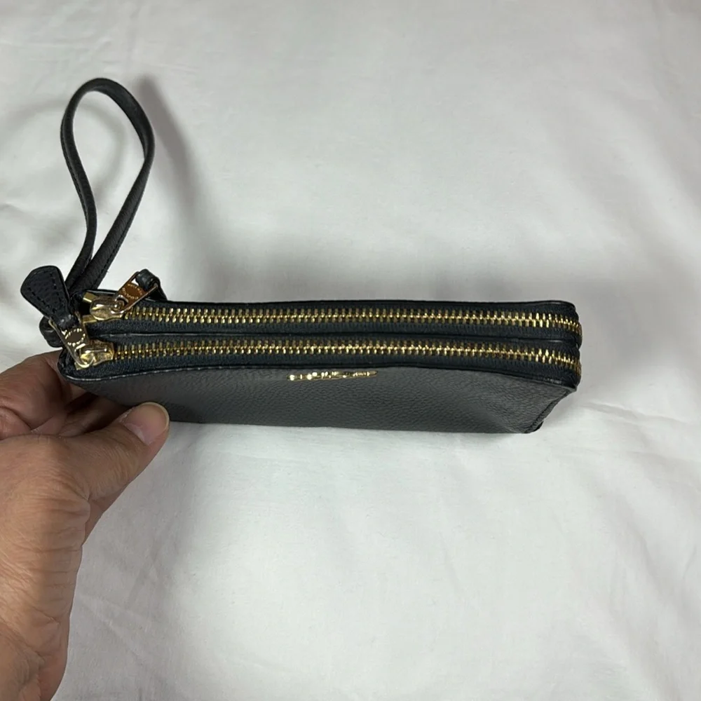 Coach Black Leather Wristlet Clutch